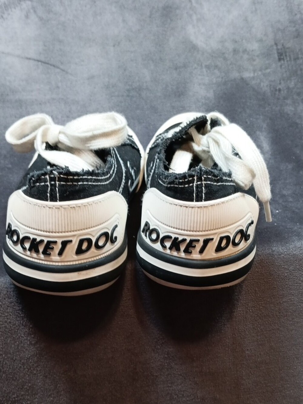 Rocket Dog Black Canvas Sneakers with White Soles and Laces